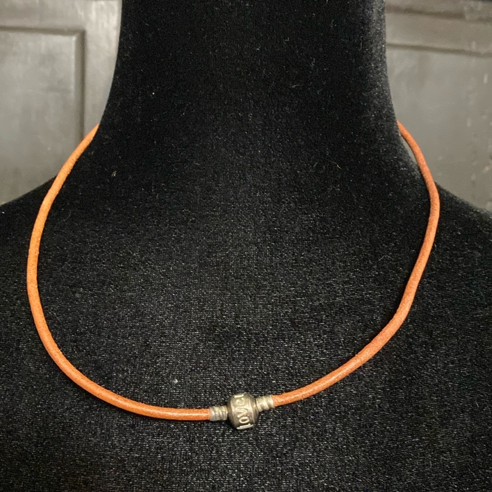 Love Brown leather Cord with Sterling Silver Necklace Clasp with bag